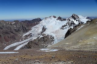 05 Horcones Glacier, Cerro de los Horcones, Cerro Cuerno On The Aconcagua Descent Just After Leaving Camp 2 Nido de Condores For Plaza de Mulas